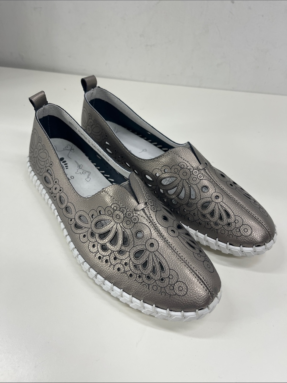 New Spring Step Women's Mirtha Shoes in Pewter Leather Size 10